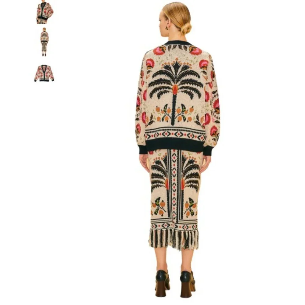 Farm Rio Sand Palms Paradise Knit Cardigan - Size Small - Picture 3 of 7